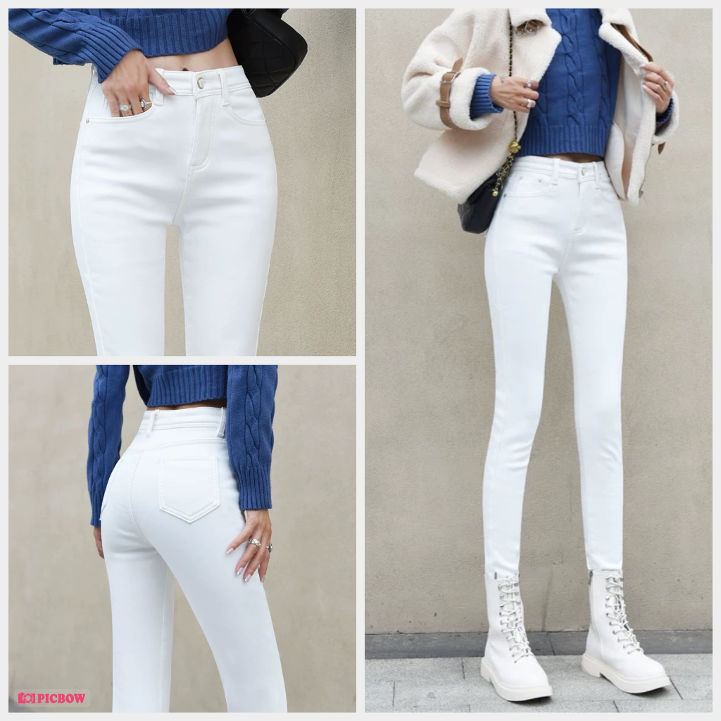 QUẦN JEANS LEGGING TRẮNG - ĐEN CO GIÃN TỐT BIG SIZE 65kg LƯNG VỪA CAO CẤP