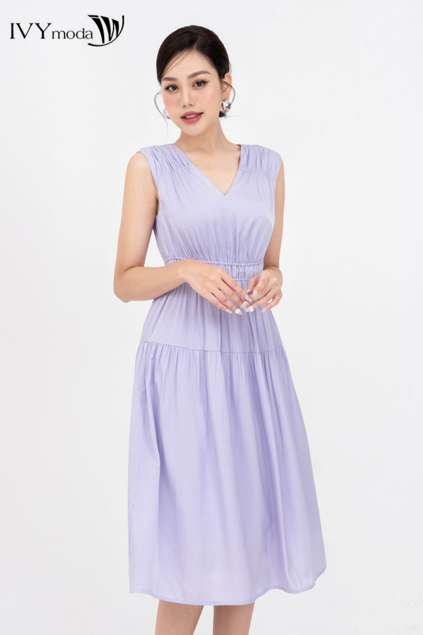 Đầm lụa xòe dạo phố ivy moda ms 41m8394