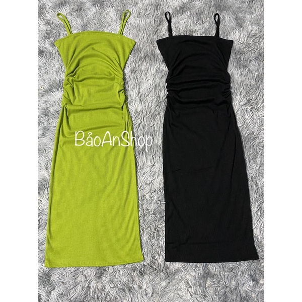 Sét áo khoác + đầm body dây xẻ đùi from dài