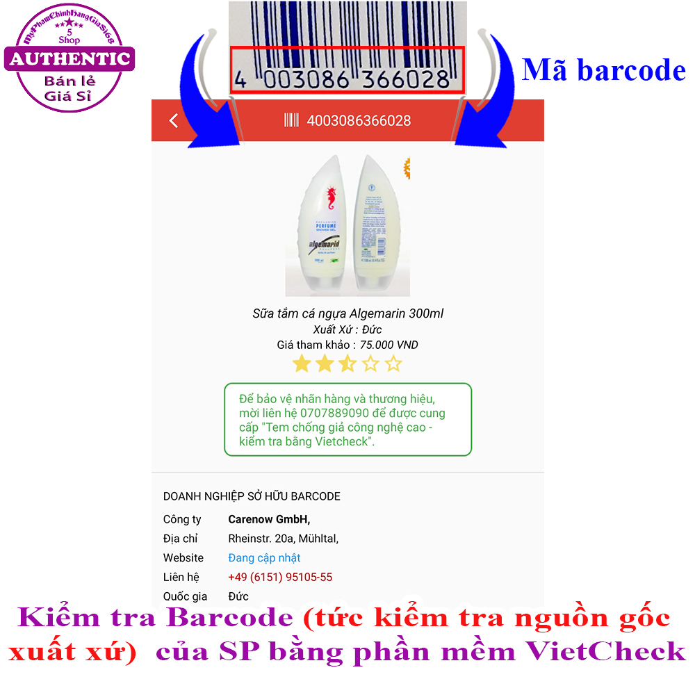 Sữa Tắm Cá Ngựa ALGEMARIN Perfume  ĐỨC