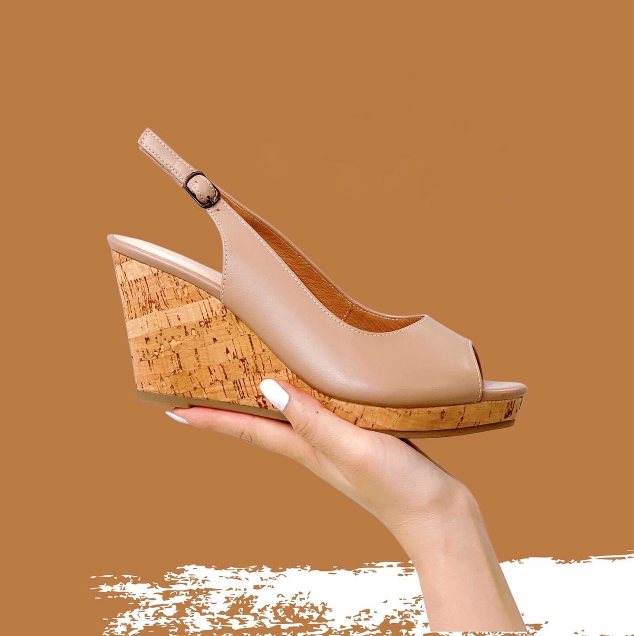 Sandal Đế Xuồng Da Thật Cao 7cm