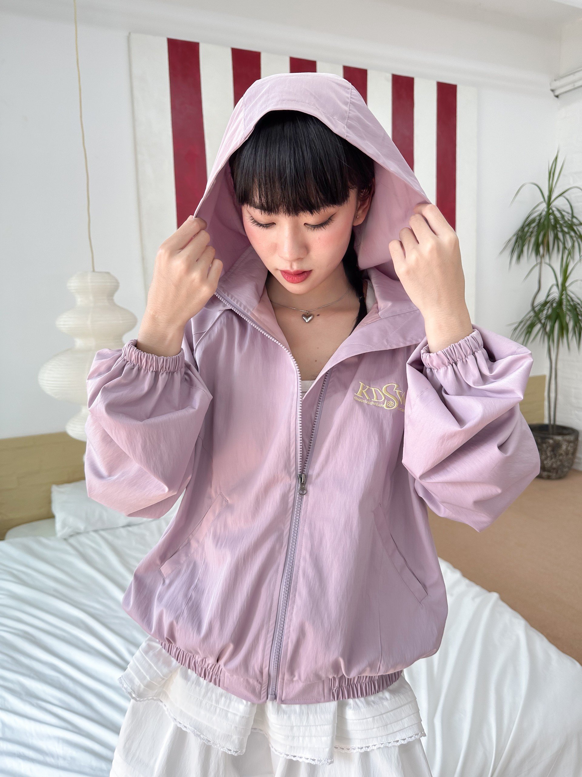 KIDO - Áo khoác dù nhăn có nón JILL JACKET