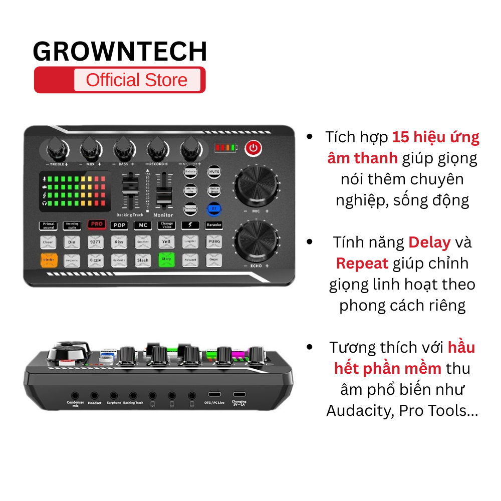 Soundcard F998 usb giao diện 4 kênh nhỏ gọn, phù hợp thu âm và hát karaoke