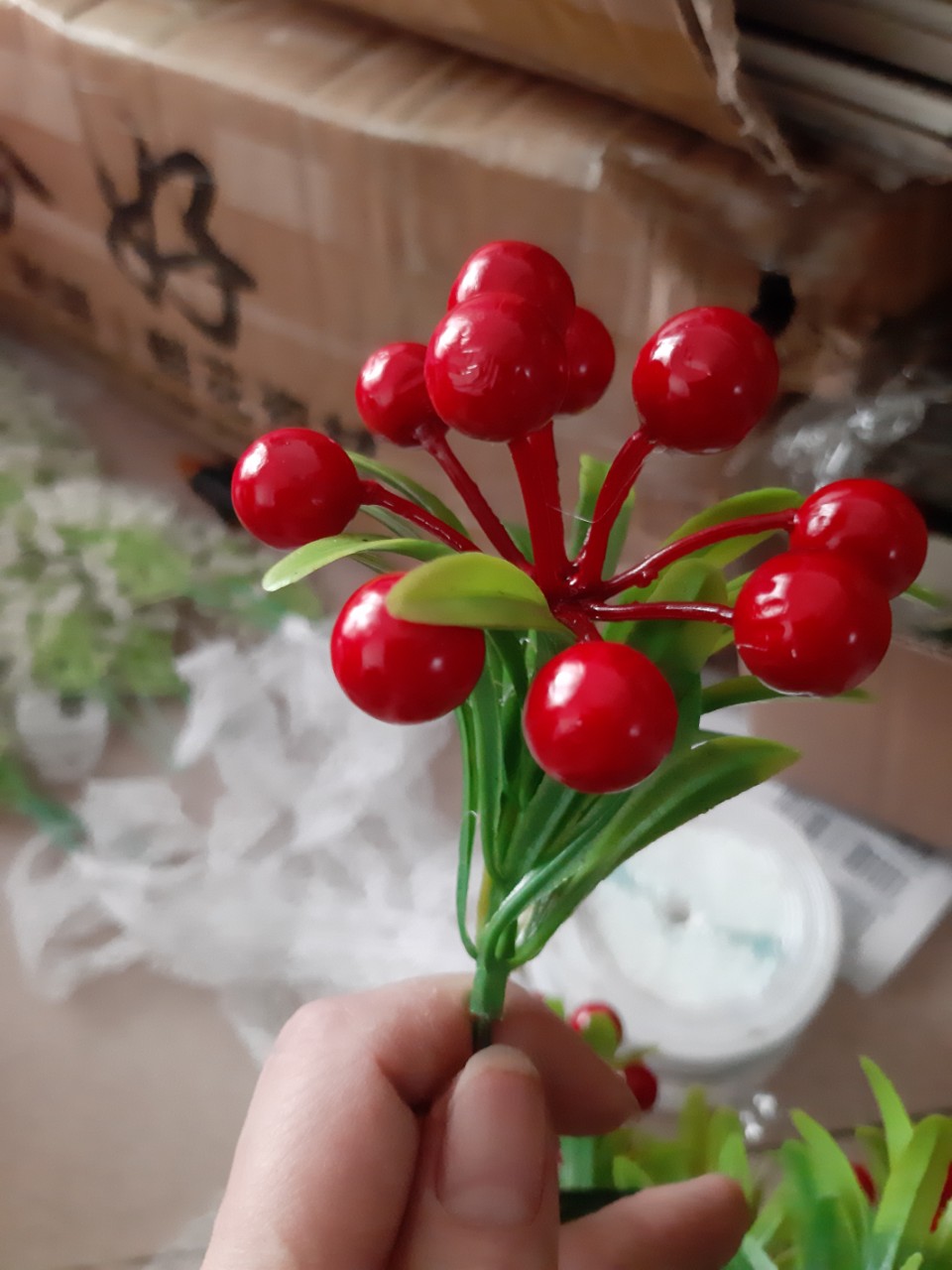Chùm quả cherry,Quả mọng trang trí giáng sinh