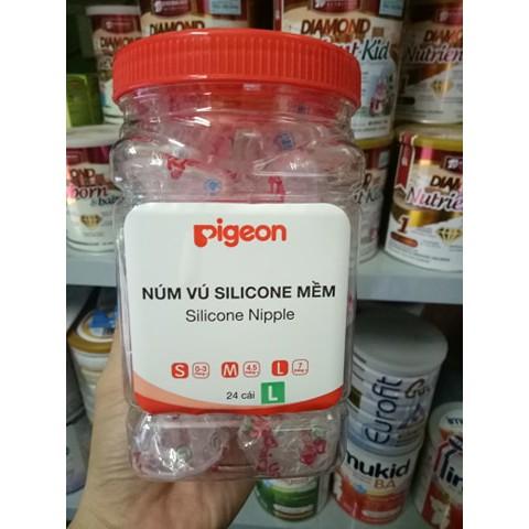 Bán lẻ núm ti vú pigeon siêu mềm bình cổ hẹp đủ size s m l