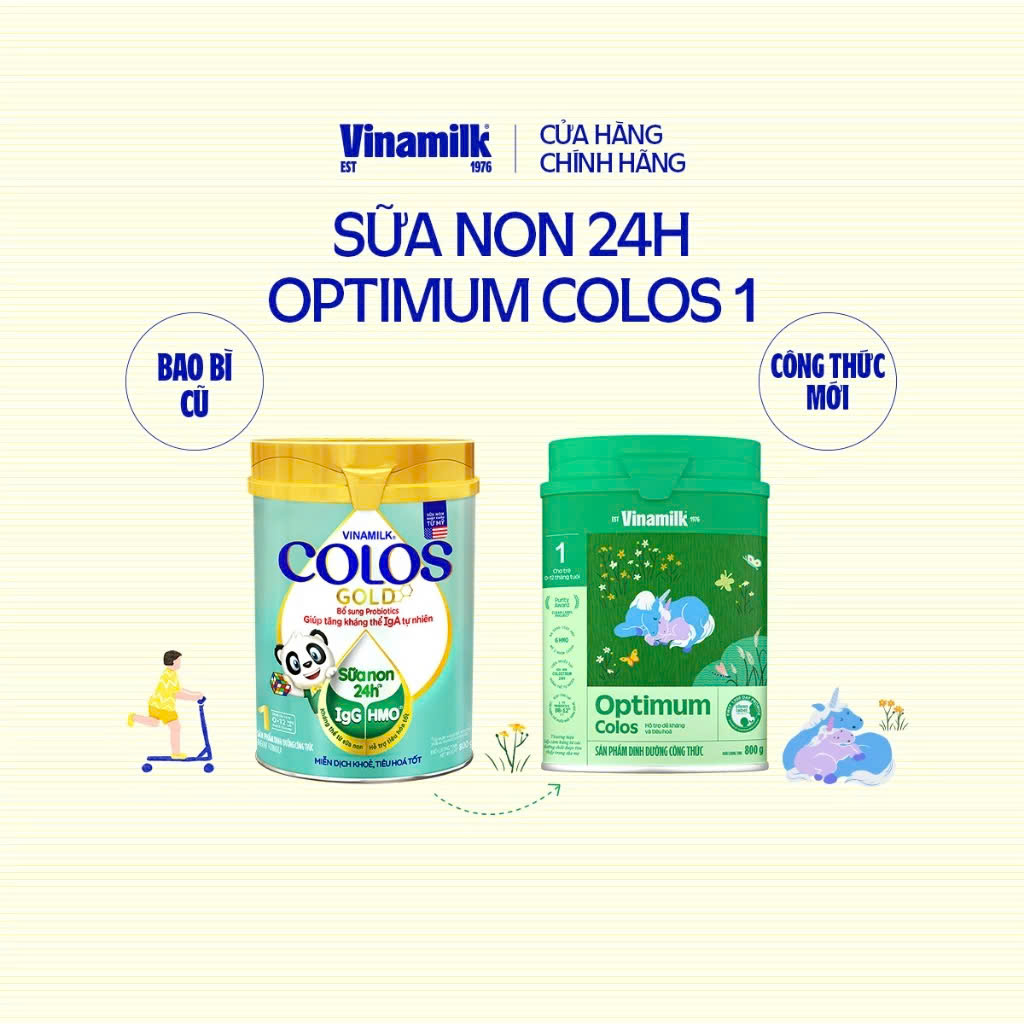 (HSD T4-2028) (Mẫu Mới) Sữa Bột Vinamilk Optimum Colos 1/2/3 Hộp 350g/ 800g.