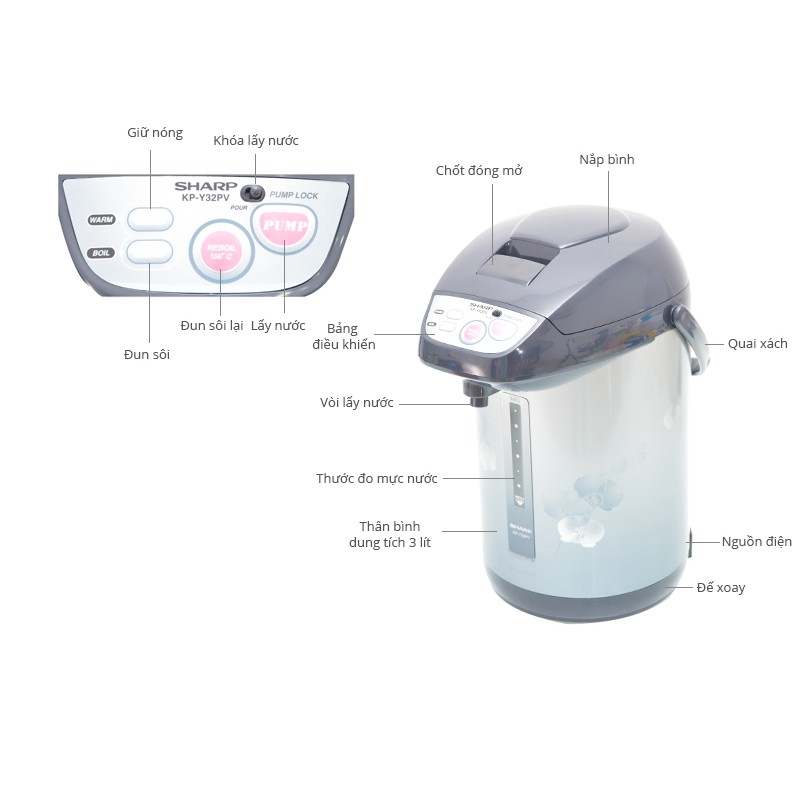 Bình thủy điện sharp KP-Y32P 3 Lit