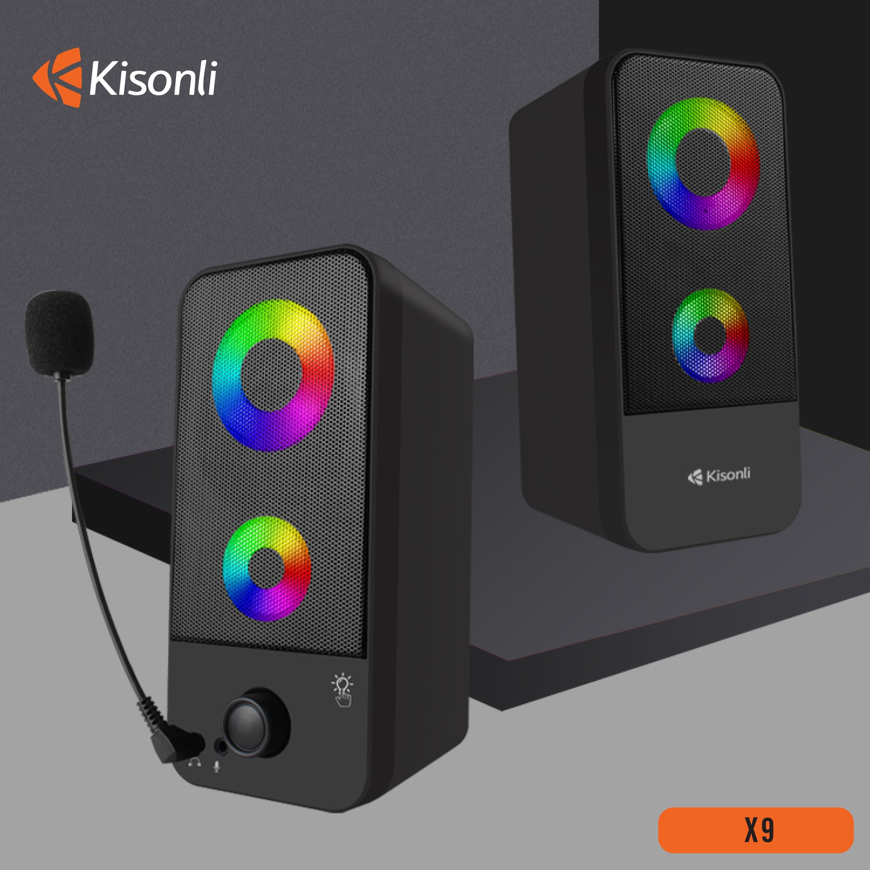 Loa 2.0 Kisonli X9 Black LED