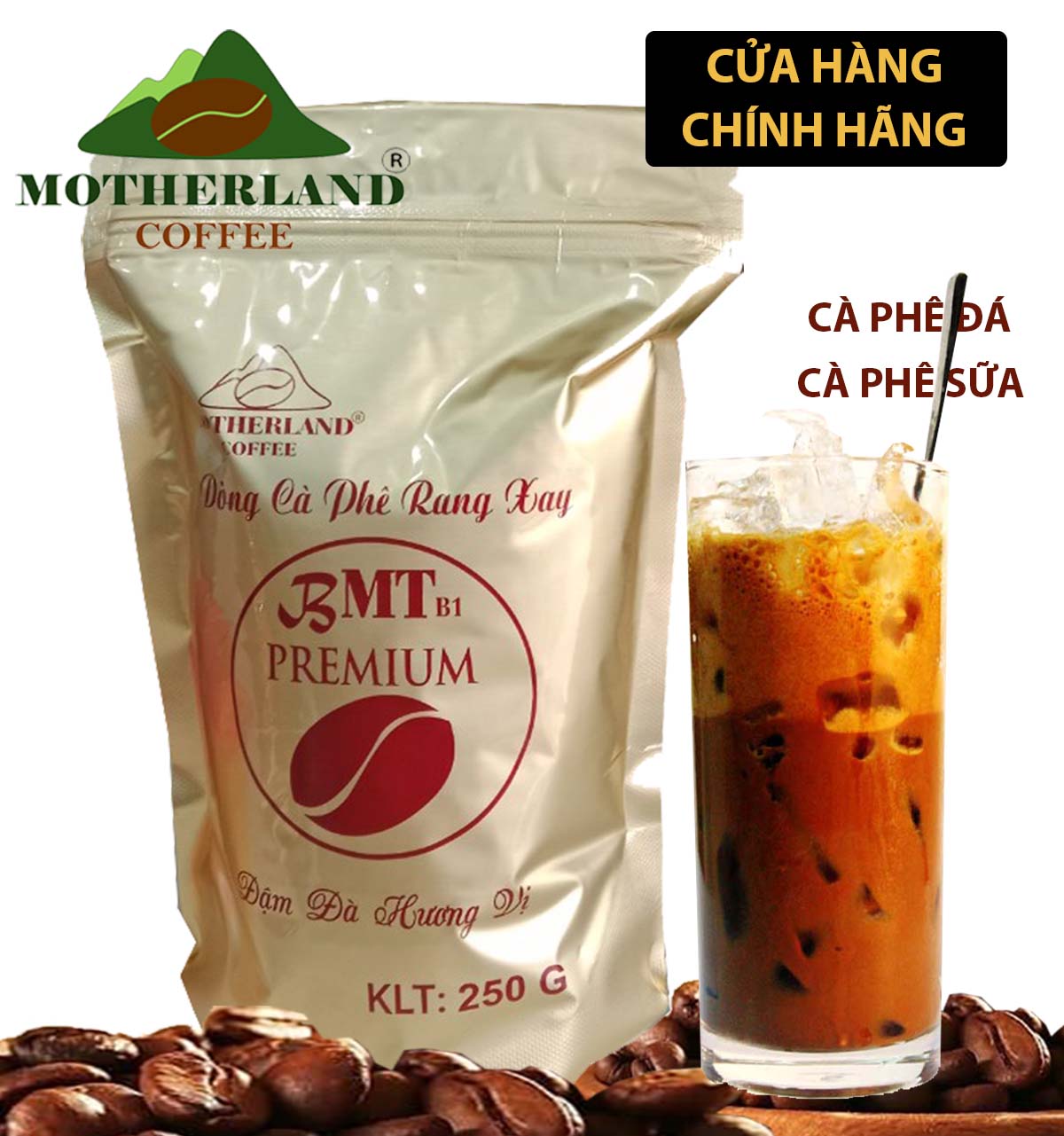 Cà phê rang xay nguyên chất Motherland gói 250g