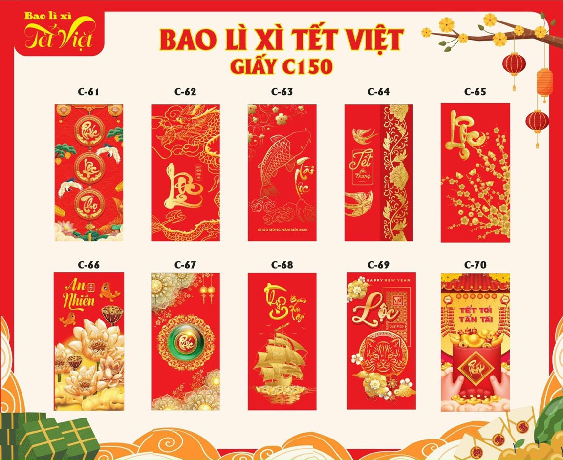 [MEMINSTORE] 10 CÁI - BAO LÌ XÌ TẾT 2023, PHÚC - LỘC - THỌ