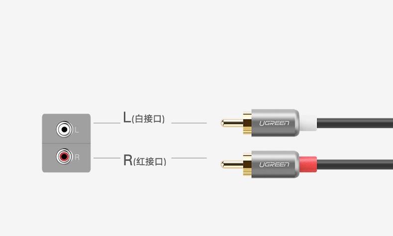 Cáp AV 2 đầu hoa sen 2M UGREEN 10518 - UGREEN 10518 - AV104 2RCA
