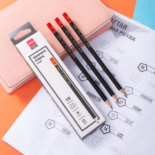 Hộp 12 Bút Chì Gỗ 2B Deli U248