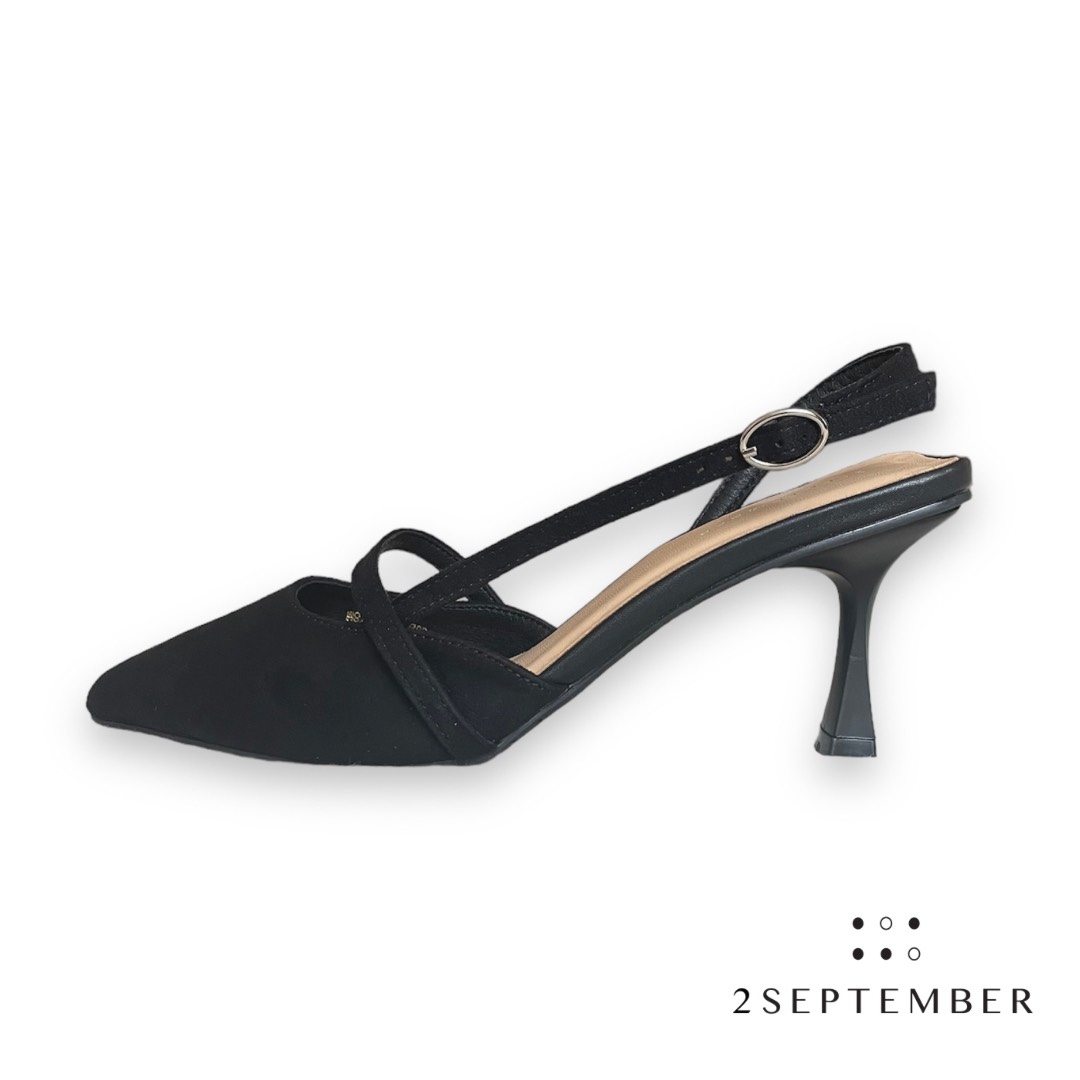 Giày cao gót Slingback 7cm mũi nhọn 2September Ylang Black