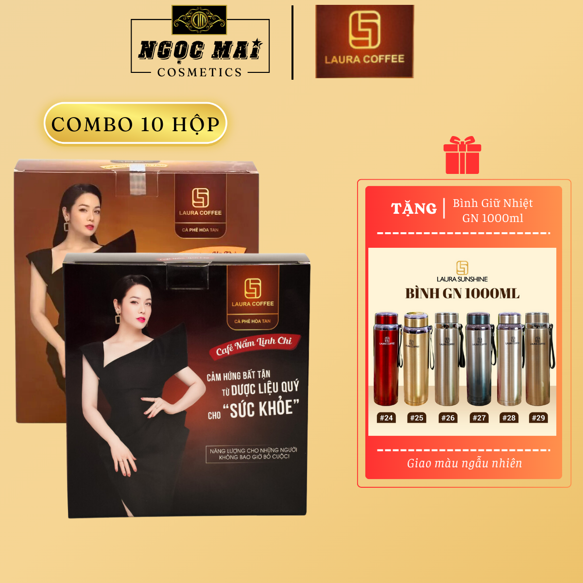Combo 10 hộp cafe hòa tan Laura Coffee - Mỹ Phẩm Nhật Kim Anh chính hãng
