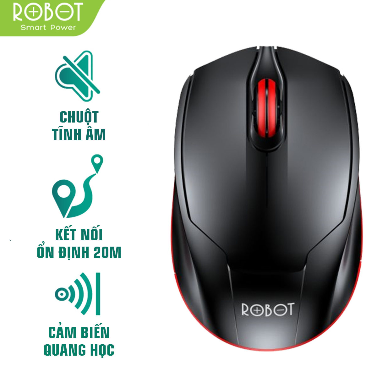 [HCM][Bảo Hành 12 Tháng] Chuột không dây ROBOT M310 2.4GHz chuột tỉnh âm click không nghe tiếng khoảng cách tín hiệu 20m-Hàng Chính Hãng