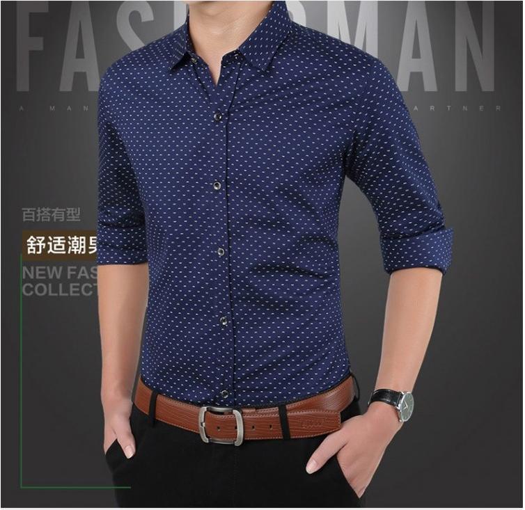 Áo sơ mi nam dài tay chấm bi trẻ trung lịch lãm