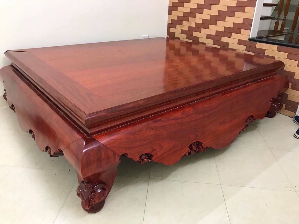 Sập Đại Chân Quỳ Dạ Cá Trơn Gỗ Hương Đỏ Nam Phi