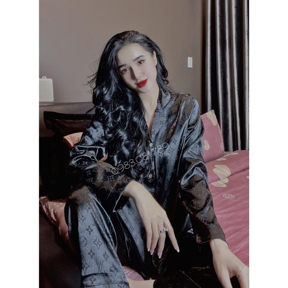 Bộ Đồ Ngủ Pijama Lụa Gấm Cao Cấp Áo Tay Dài