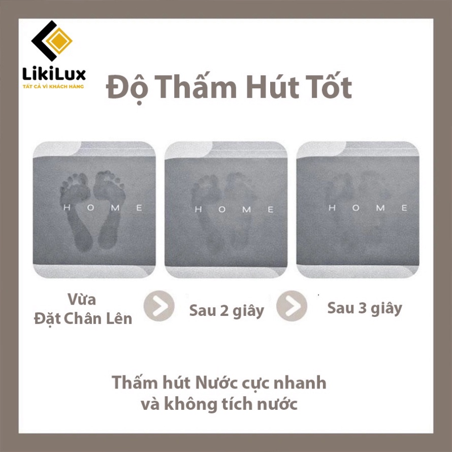 Thảm chùi chân, lau chân thấm hút nước 5 giây, mặt thảm lót siêu mịn, đế cao su chống trượt