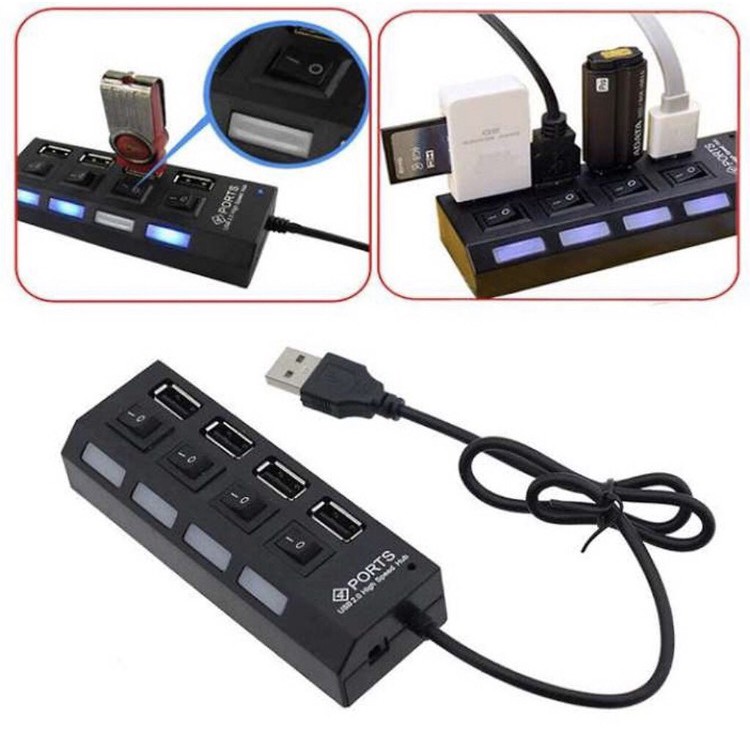 Bộ Chia USB 4 Port Có Công Tắc Chuẩn Tốc Độ 2.0