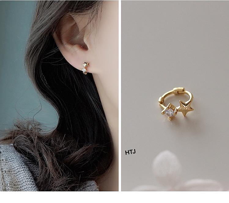 Bông tai bạc Ý xi vàng và bạch kim MS10d