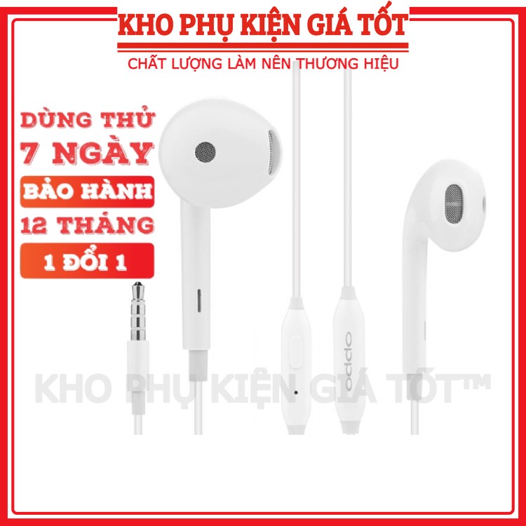 Tai nghe Oppo F9 chính hãng jack cắm 3.5mm tặng kèm hộp đựng, bảo hành 12 tháng