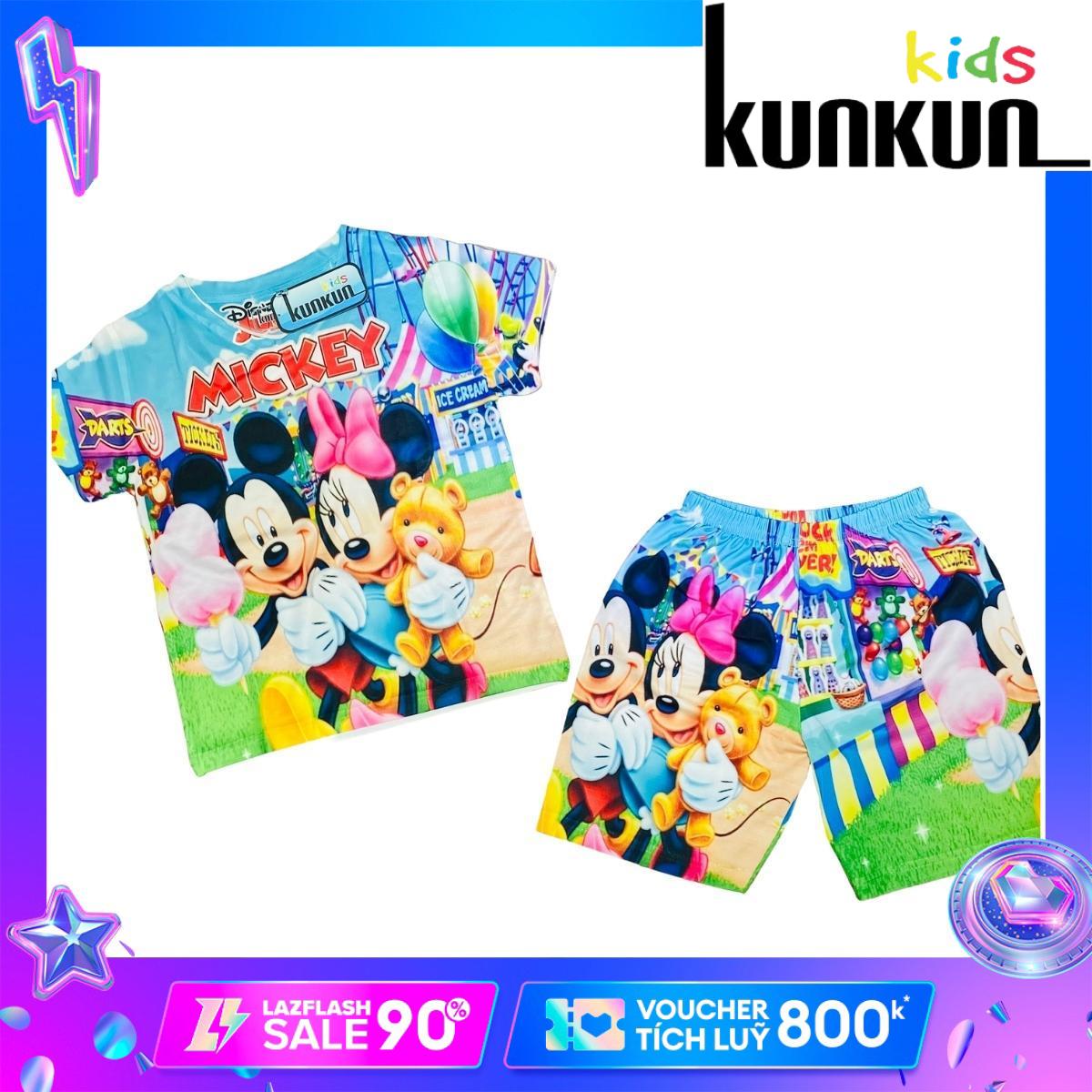 Quần áo bé trai Thun lạnh size đại cho bé từ 10kg-60kg In 3D Hình Hoạt Hình Chuột Mikey Kunkun TP068