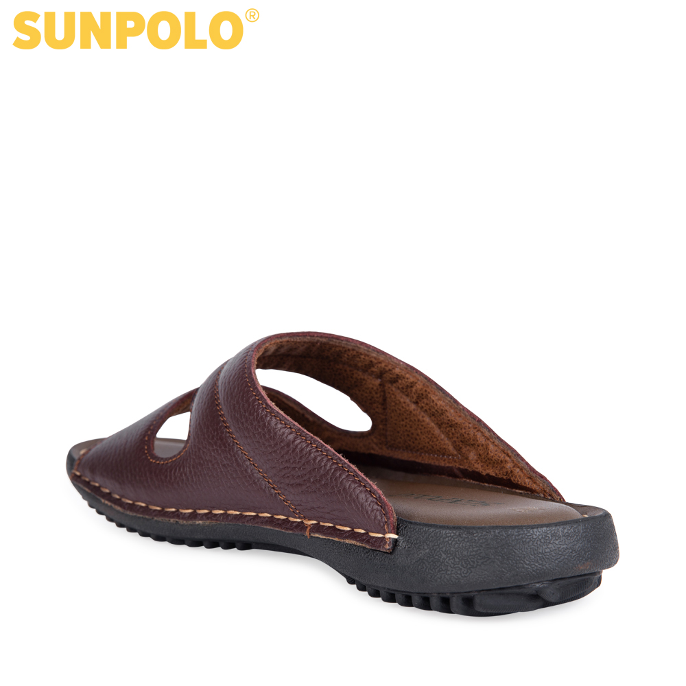 Dép nam da bò SUNPOLO DQN024 (Đen, Nâu)