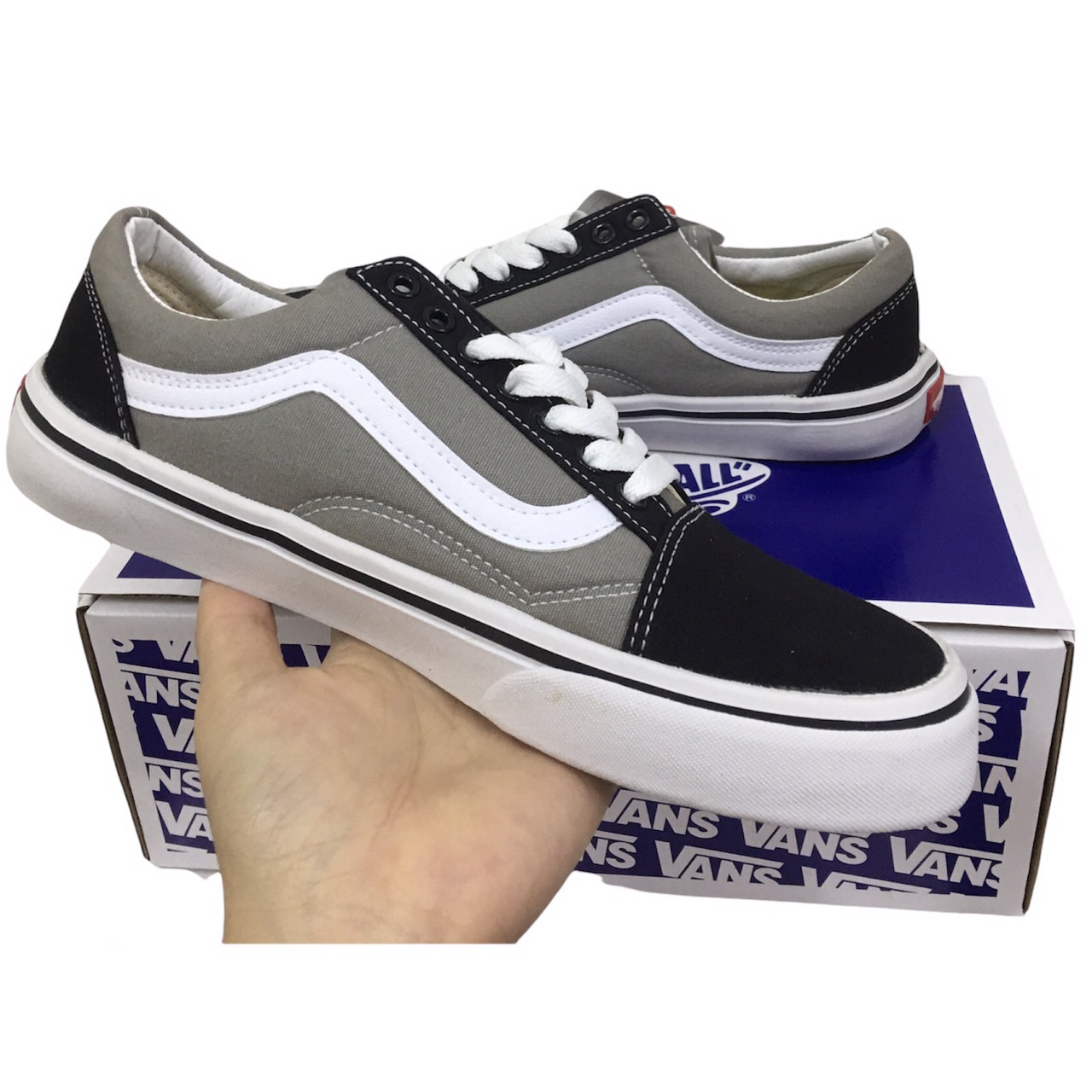 [SALE SỐC-TẶNG HỘP] Giày van old skool trắng full size 36-43 NAM NỮ