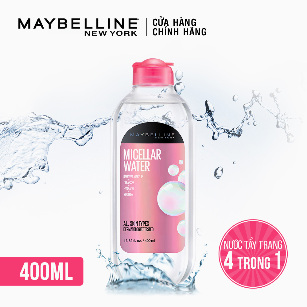 Nước Tẩy Trang Micellar Dưỡng Da Không Cồn 4 Trong 1 Maybelline New York Micellar Water 4-in-1 400ml