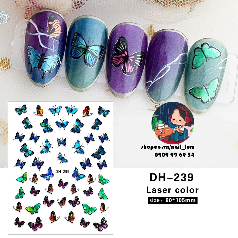 [Video Thực Tế] Nail Sticker - Dán Móng Tay - Bộ Sưu Tập Cánh Bướm