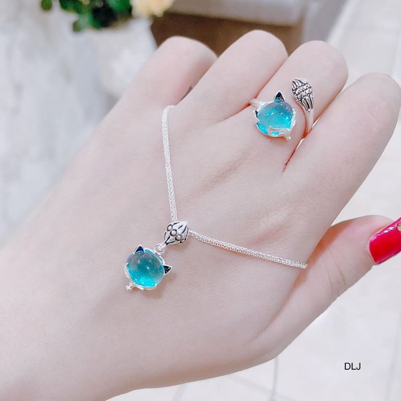 Bộ trang sức bạc dây chuyền và nhẫn hồ ly MS150