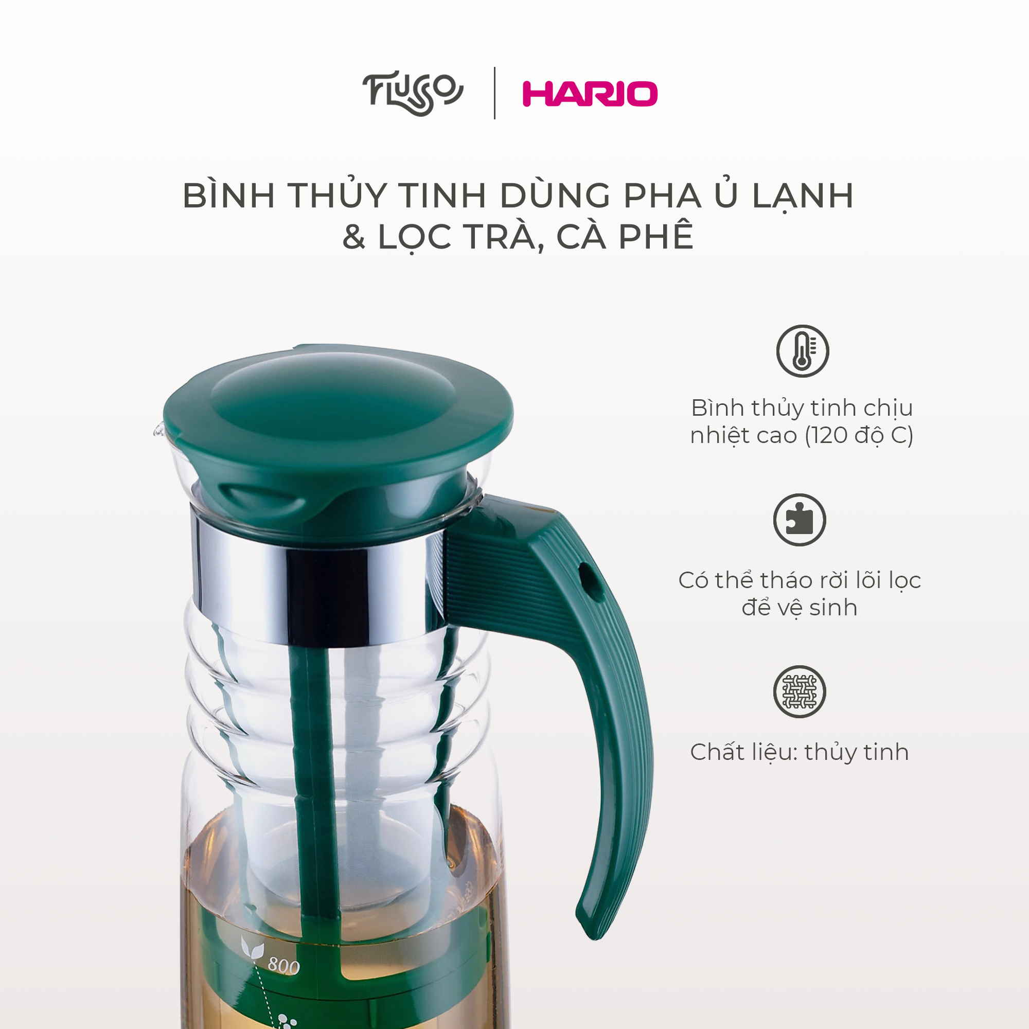 Bình Pha Cà Phê Cold Brew, Pha Trà Hario 1.2L