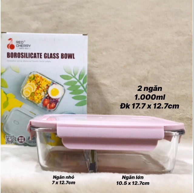 Thố Thủy Tinh hình chữ nhật 2 ngăn