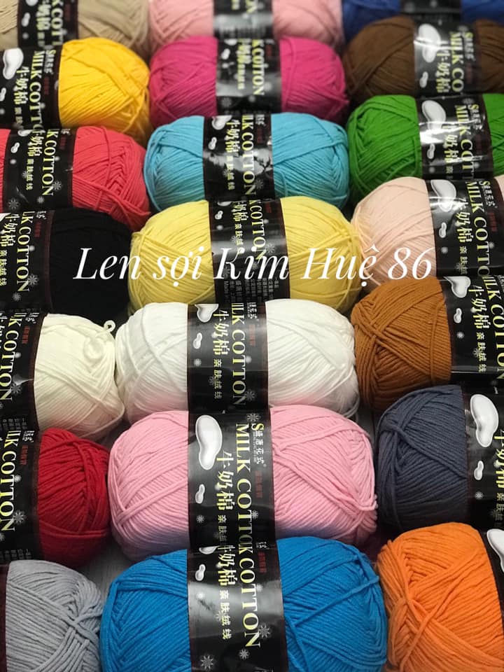 Len milk cotton loại 1 cuộn 125gr ( từ màu 46 đến màu 78)
