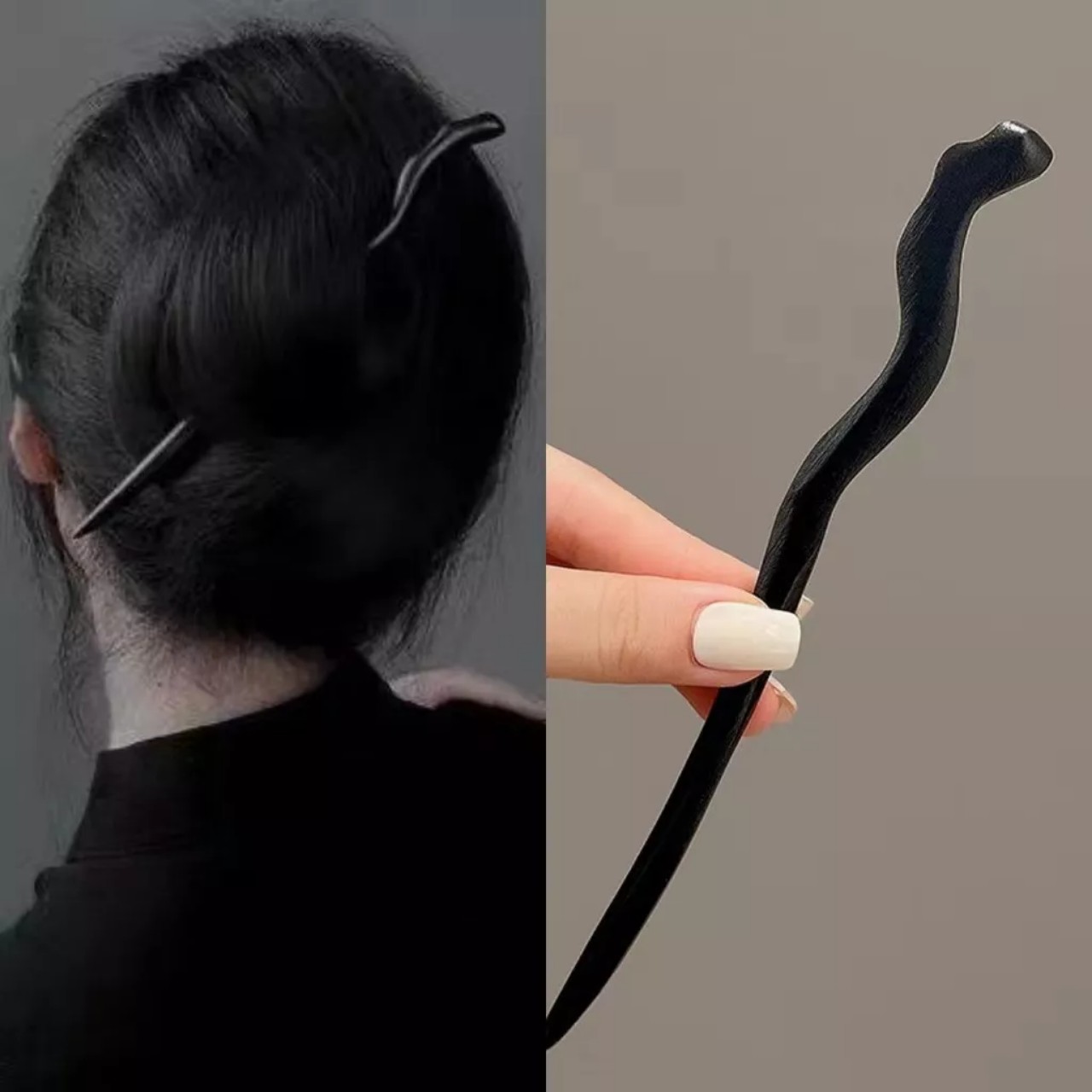 Trâm búi tóc phong cách cổ phong thun gỗ mun đen