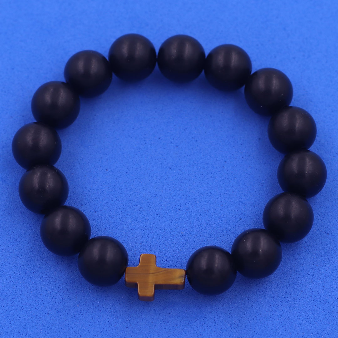 Tiger Eye Cross charm anklet bead bracelet-feng shui chain bracelet