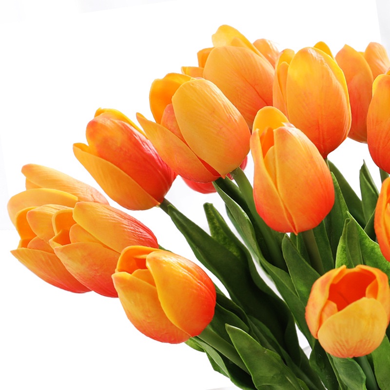 Bó 10 cành hoa tulip giống ( 10 cành hoa tuylip giả -lá xoăn -loại 1) 32cm