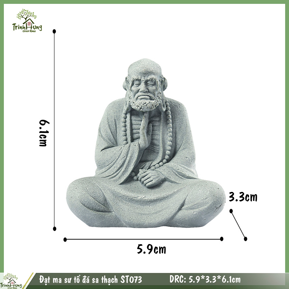 Tượng Đạt Ma sư tổ chất liệu đá sa thạch - trang trí tiểu cảnh, bán cạn, bonsai, terrarium