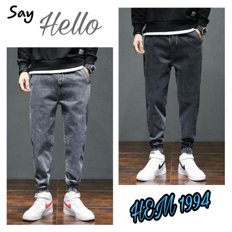 Quần jean jogger trơn, giản dị phong cách Hàn Quốc