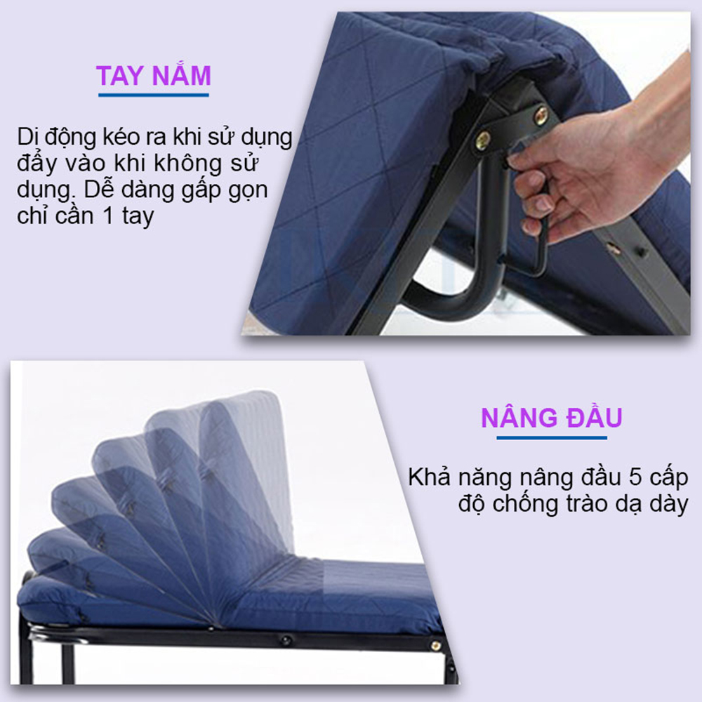 Giường gấp gọn ba khúc NIKITA GB65 - Hàng Chính Hãng