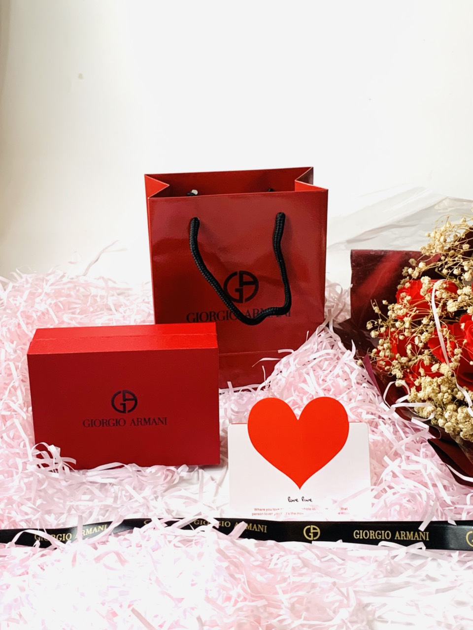 Set túi hộp đựng son Giorgio Armani (Màu đỏ)