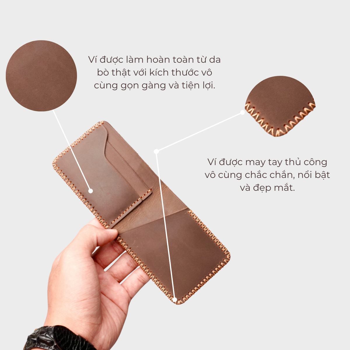 Ví Ngang Mini Nhỏ Gọn Vn04 Da Bò Thật