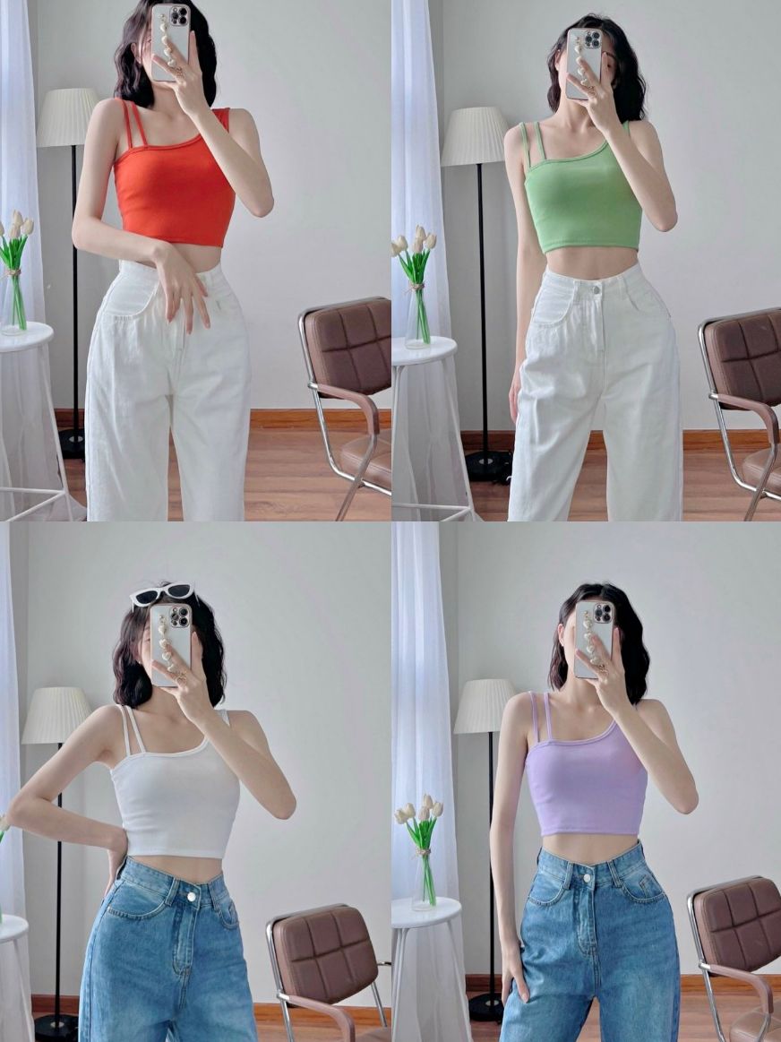 [ Chuyên sỉ] Áo thun croptop nữ 2 dây cá tính