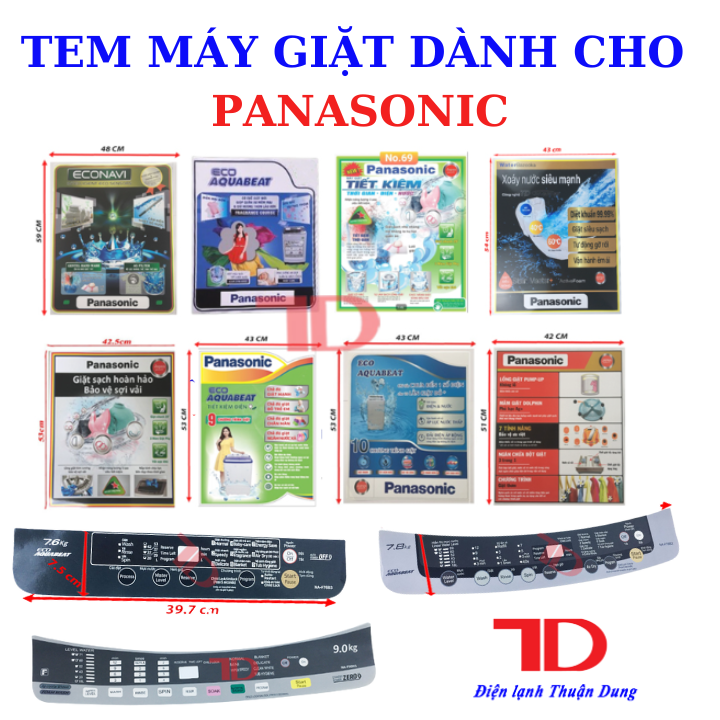 Tem dán máy giặt miếng dán trang trí dành cho máy giặt Panasonic Điện Lạnh Thuận Dung