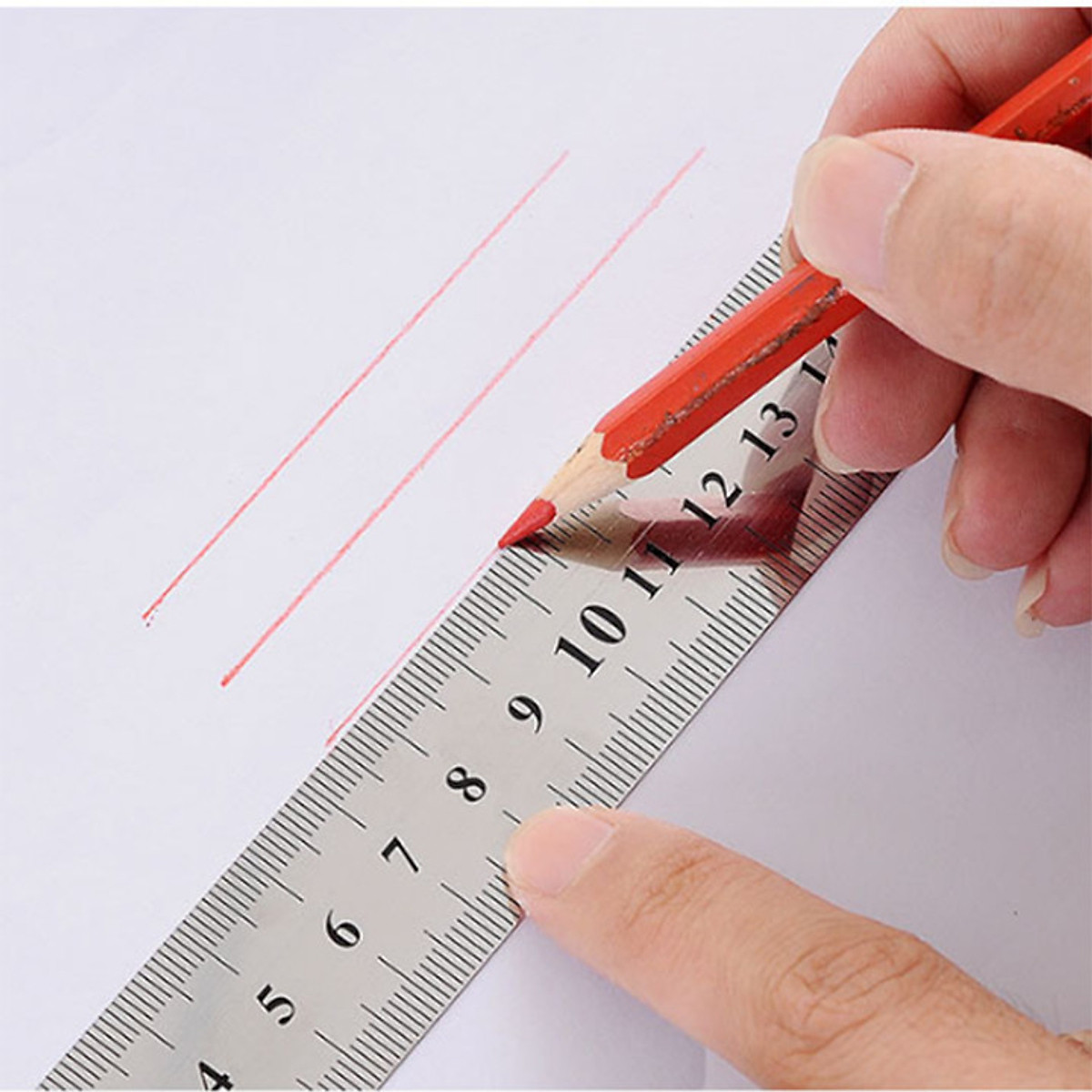 [HCM]Thước kẻ sắt 15-20-30-50cm 1 bộ 2 thước chất liệu sắt chất lượng tốt bền màu khó hư hỏng vạch kích thước rõ nét