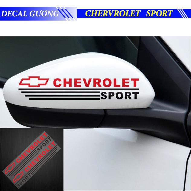 Tem dán gương chiếu hậu ô tô Chervolet (Đỏ Trắng) - Decal Mirror