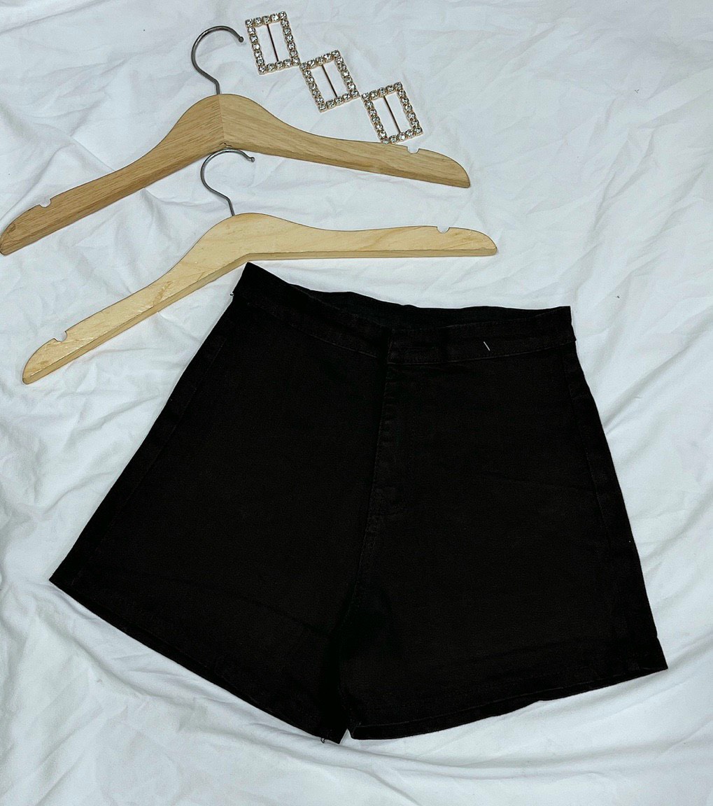 Quần short kaki lưng cao lật lai trơn không túi chuẩn tôn dáng