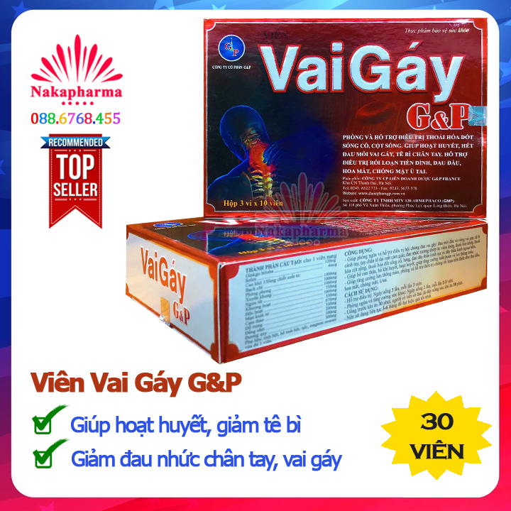 Viên Vai Gáy G&P – Hỗ trợ hoạt huyết, giảm thoái hóa đốt sống cổ, cột sống, hết đau mỏi vai gáy, tê bì chân tay GP