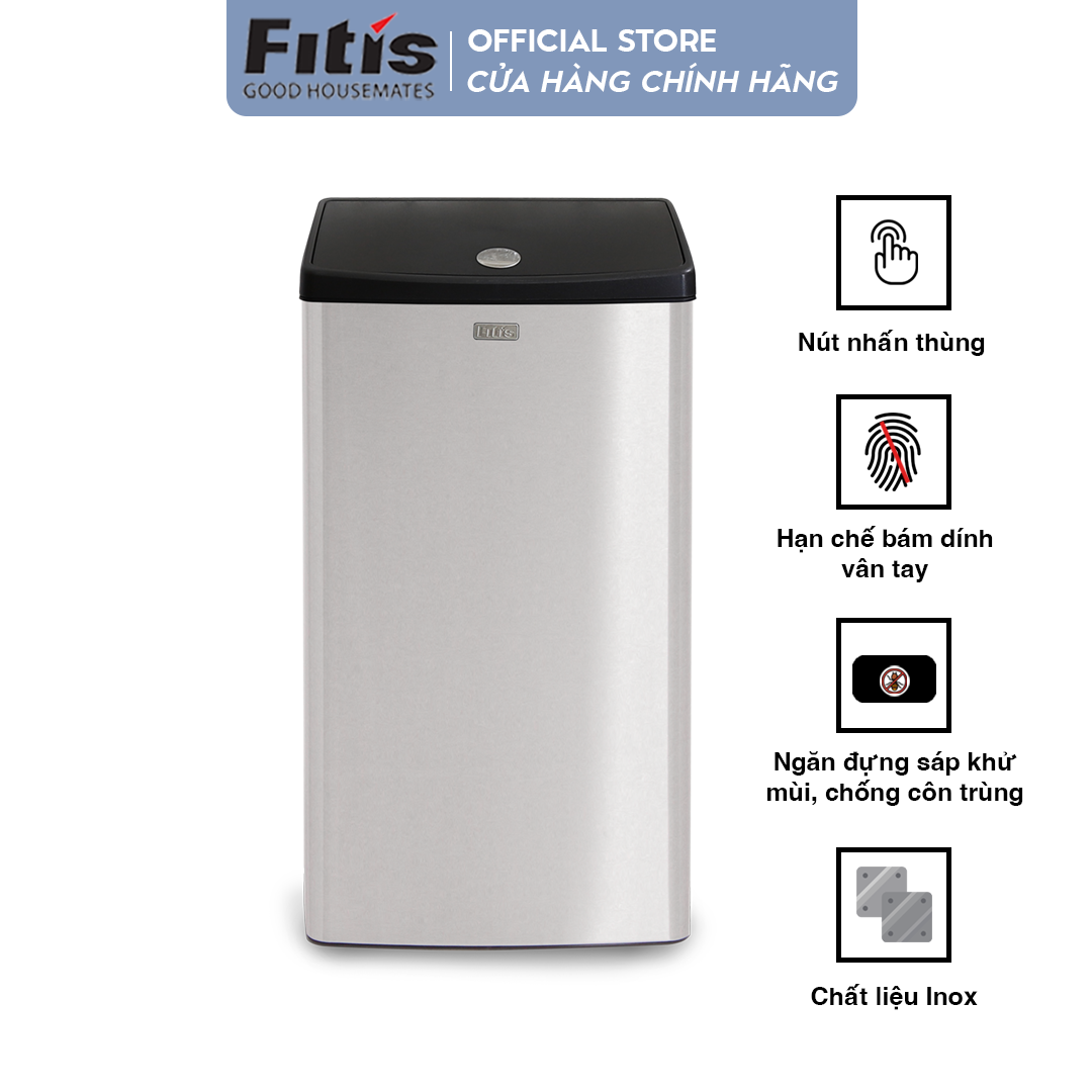 Thùng Rác Fitis Mega - Vuông Nhấn Cao (40L)